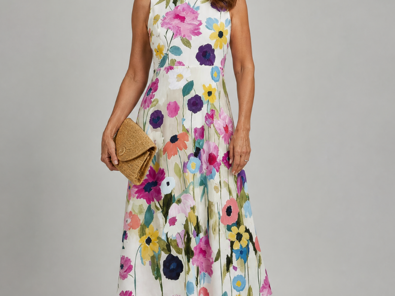 Floral Print Dress | Comfortable Midi Summer Dress | Relaxed Fit Casual Style 0