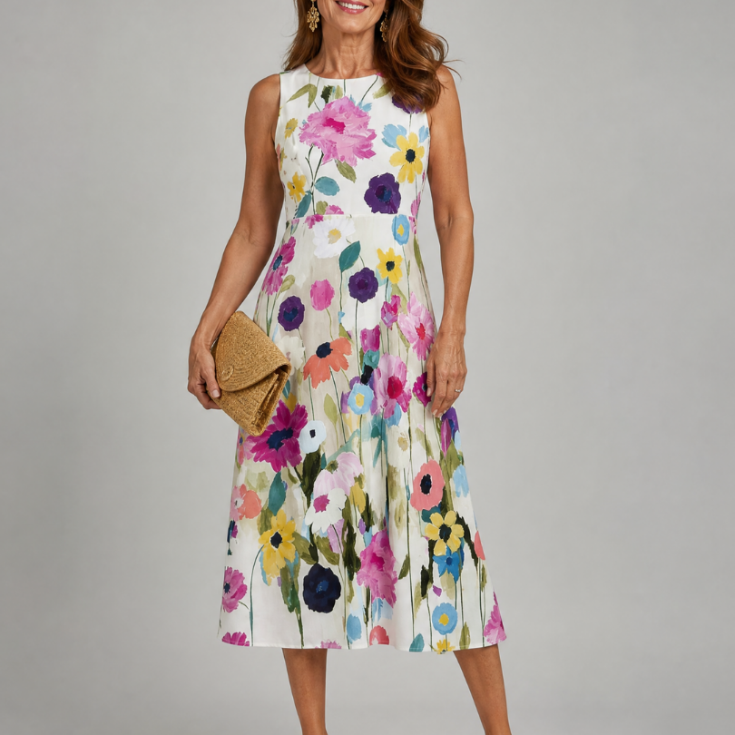 Floral Print Dress | Comfortable Midi Summer Dress | Relaxed Fit Casual Style 0