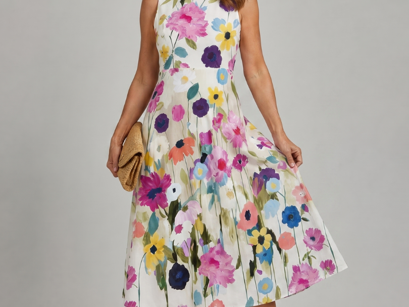 Floral Print Dress | Comfortable Midi Summer Dress | Relaxed Fit Casual Style 3