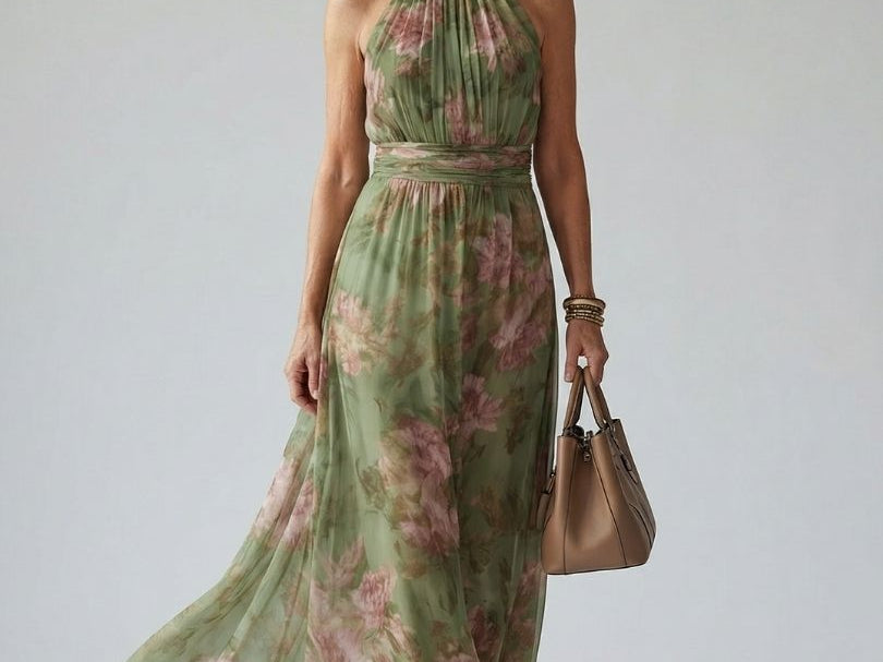Floral Print Midi Dress | Elegant Summer Dress for Wedding Guests and Cocktail Parties 0
