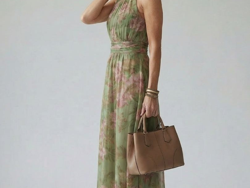 Floral Print Midi Dress | Elegant Summer Dress for Wedding Guests and Cocktail Parties 1