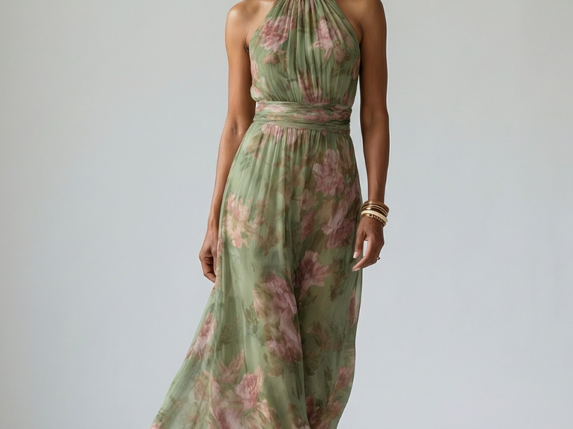 Floral Print Midi Dress | Elegant Summer Dress for Wedding Guests and Cocktail Parties 3