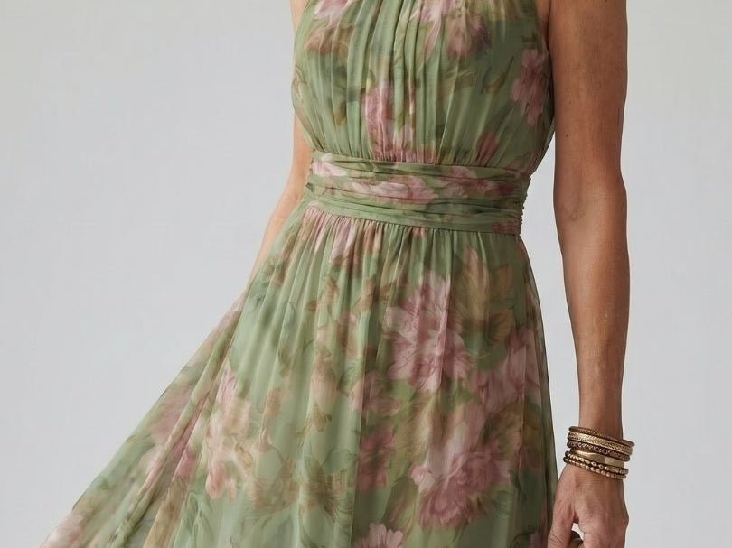 Floral Print Midi Dress | Elegant Summer Dress for Wedding Guests and Cocktail Parties 5