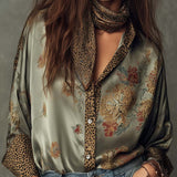 Floral Print Shirt | Elegant Button-Down with Leopard Trim 0