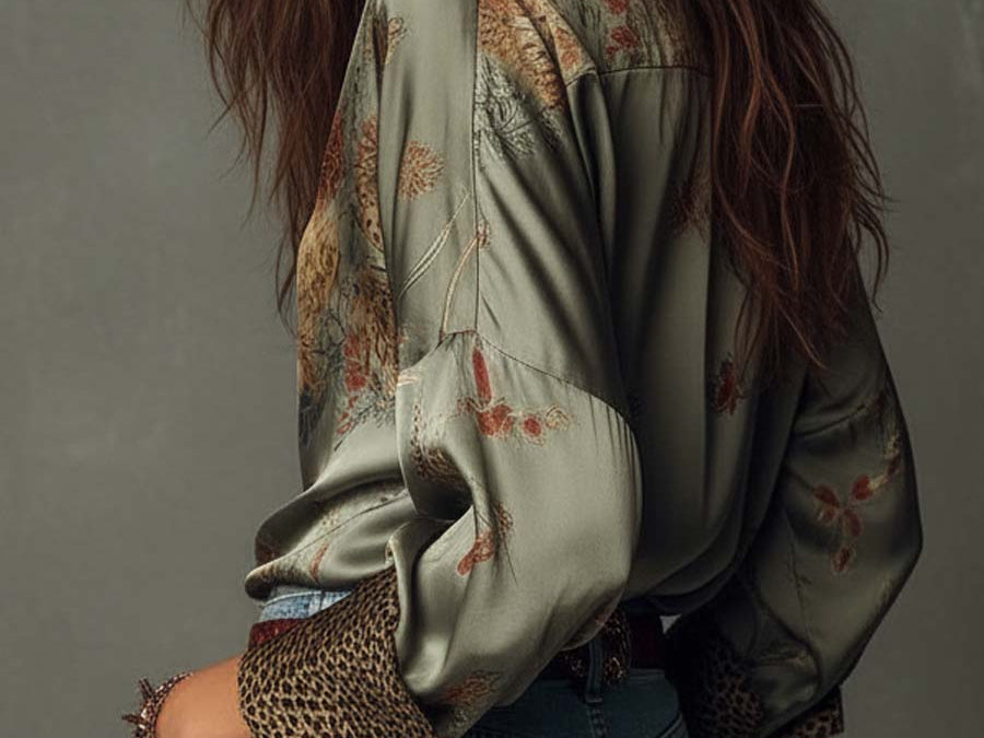 Floral Print Shirt | Elegant Button-Down with Leopard Trim 2