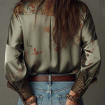 Floral Print Shirt | Elegant Button-Down with Leopard Trim 3