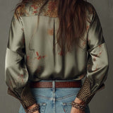 Floral Print Shirt | Elegant Button-Down with Leopard Trim 3