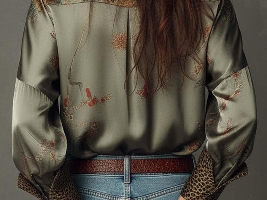 Floral Print Shirt | Elegant Button-Down with Leopard Trim 3