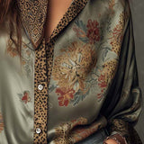 Floral Print Shirt | Elegant Button-Down with Leopard Trim 4