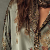 Floral Print Shirt | Elegant Button-Down with Leopard Trim 5