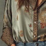 Floral Print Shirt | Elegant Button-Down with Leopard Trim 6