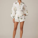 Floral Print Two Piece Set | Stylish Long Sleeve Shirt & High-Waist Shorts 0