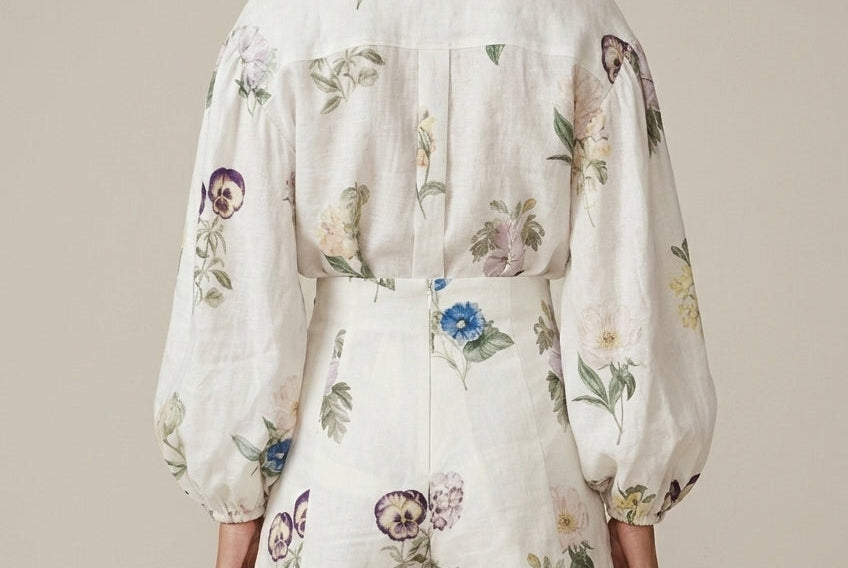 Floral Print Two Piece Set | Stylish Long Sleeve Shirt & High-Waist Shorts 2