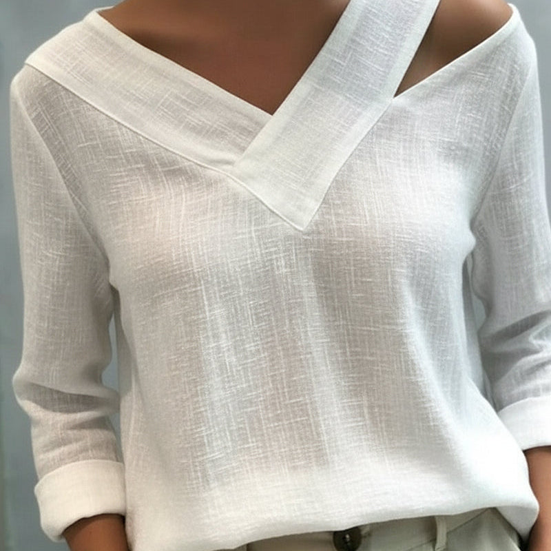 Fluid Top | Asymmetrical Blouse for Women | Elegant Draped Design 0