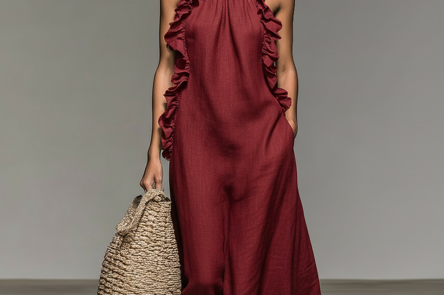 Women's Ruffle Maxi Dress | Sleeveless Tiered Ruffle Summer Maxi Dress