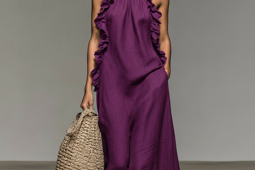 Women's Ruffle Maxi Dress | Sleeveless Tiered Ruffle Summer Maxi Dress