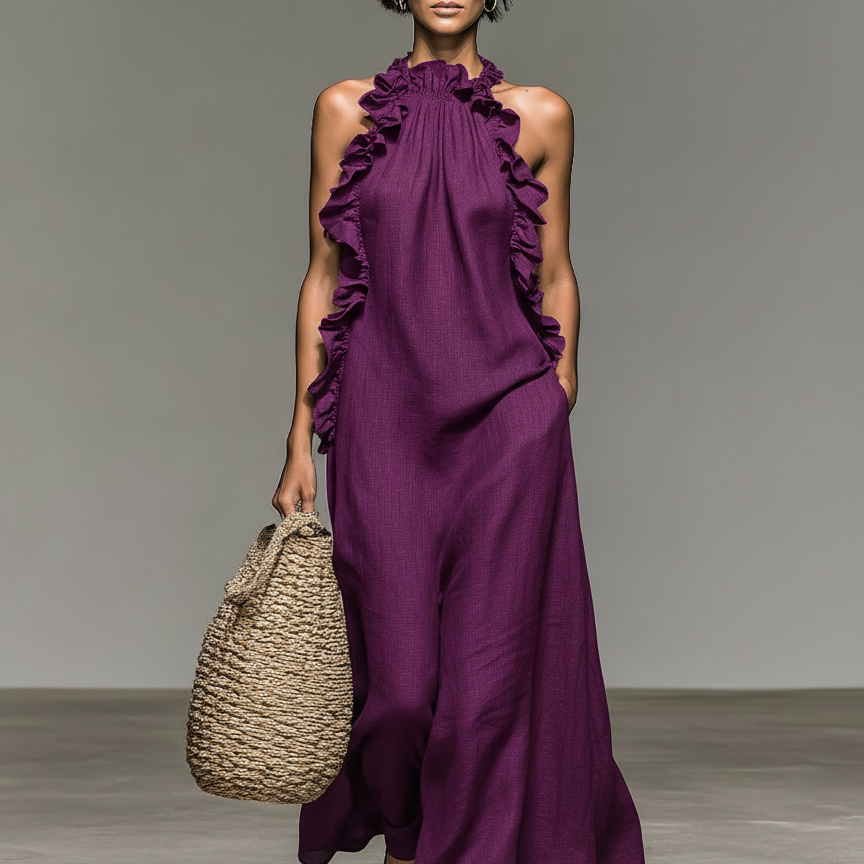 Women's Ruffle Maxi Dress | Sleeveless Tiered Ruffle Summer Maxi Dress