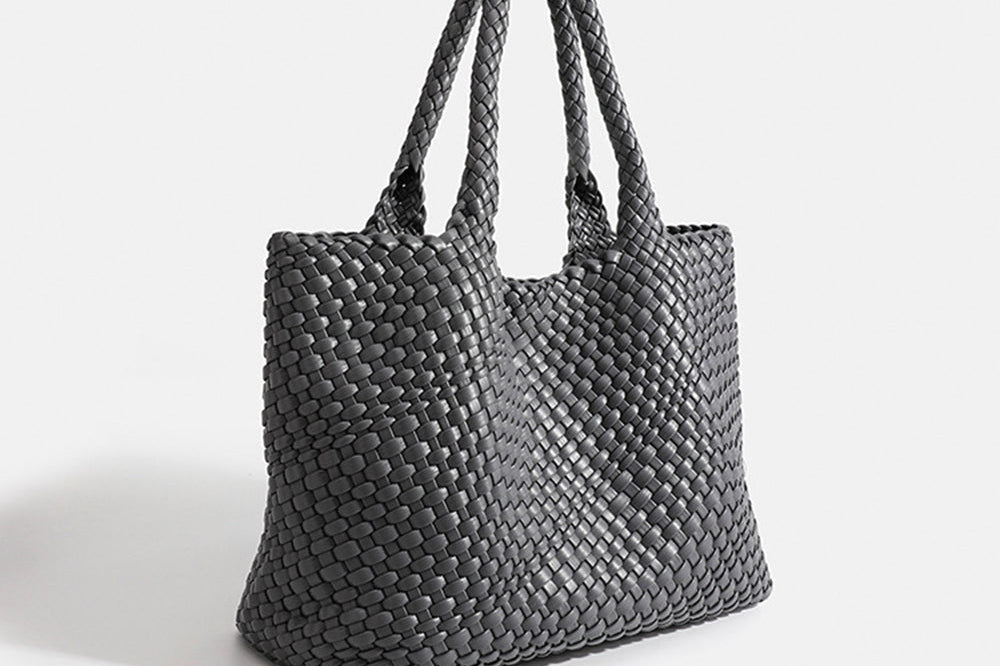 Women's Woven Vegan Leather Shopper Tote | Roomy Textured Tote Bag