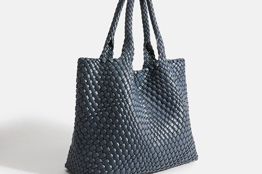 Women's Woven Vegan Leather Shopper Tote | Roomy Textured Tote Bag