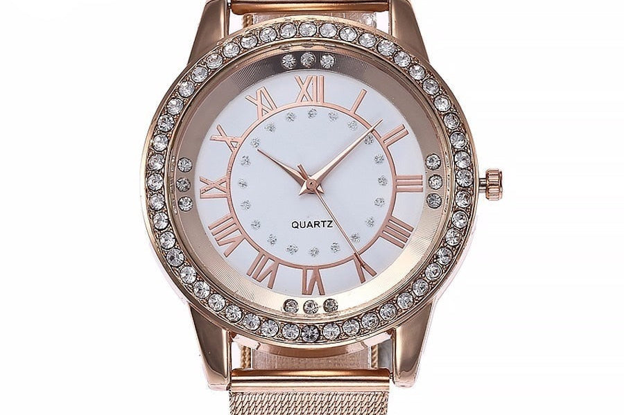 Women's Quartz Mesh-Band Watch - Rose Gold White
