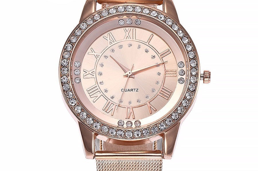 Women's Quartz Mesh-Band Watch - Rose Gold