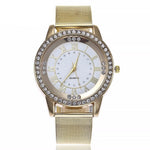 Women's Quartz Mesh-Band Watch - Gold White