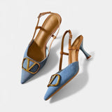 Heels | Slingback Wedding Guest Shoes | Elegant Chic Pointed Toe 0