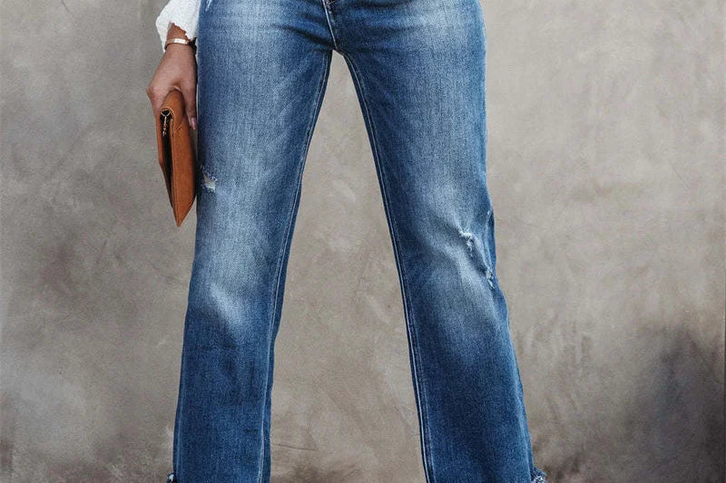 High-Waisted Flared Trousers | Stylish Comfortable Casual Jeans 0