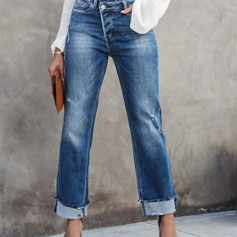 High-Waisted Flared Trousers | Stylish Comfortable Casual Jeans 0