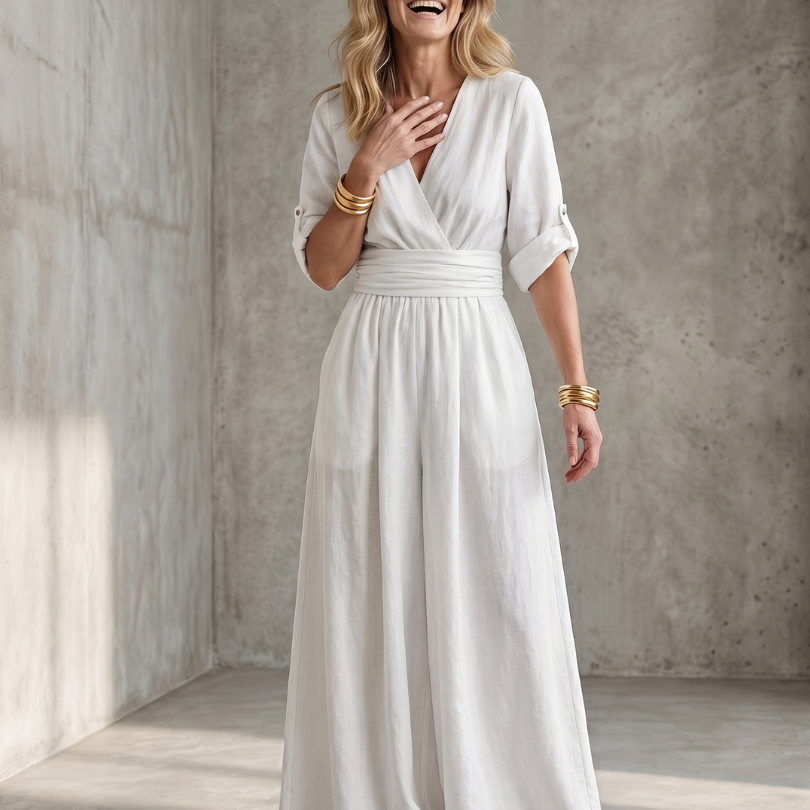 Linen Wrap Décolleté Jumpsuit
