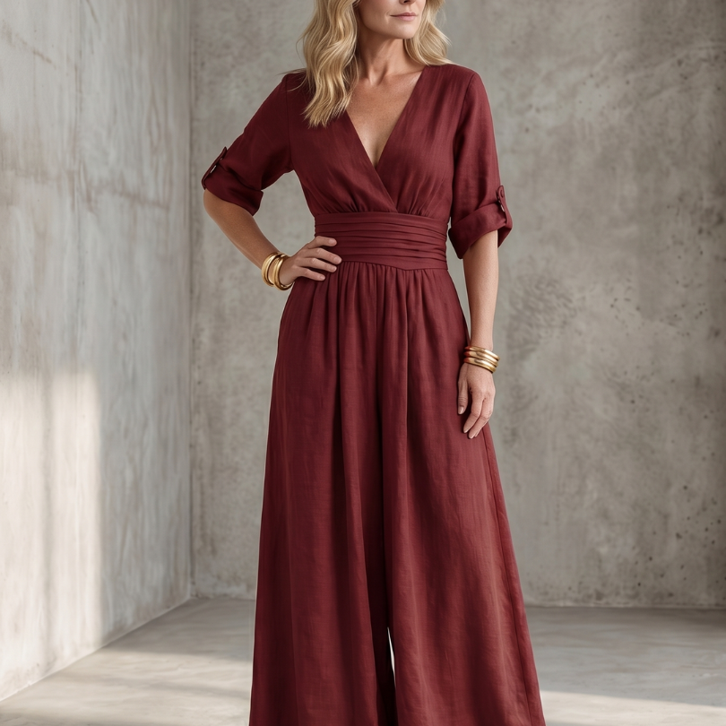 Linen Wrap Décolleté Jumpsuit