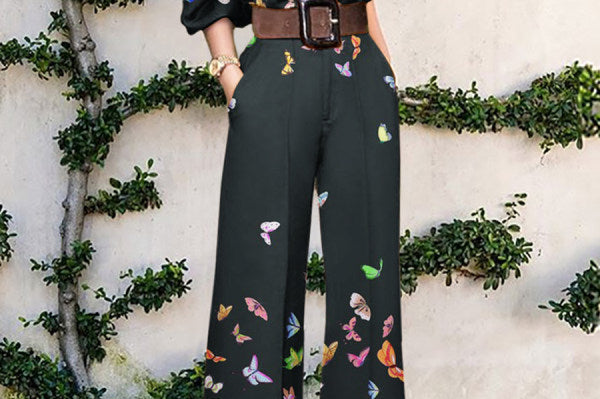 Jumpsuit | Abstract Art Print Wide-Leg Outfit | Elegant Stylish One-Shoulder Design 1