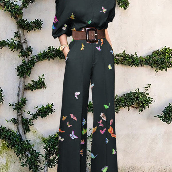 Jumpsuit | Abstract Art Print Wide-Leg Outfit | Elegant Stylish One-Shoulder Design 1
