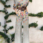 Jumpsuit | Abstract Art Print Wide-Leg Outfit | Elegant Stylish One-Shoulder Design 3
