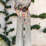Jumpsuit | Abstract Art Print Wide-Leg Outfit | Elegant Stylish One-Shoulder Design 3