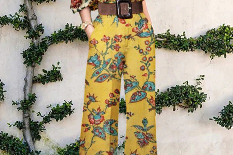 Jumpsuit | Abstract Art Print Wide-Leg Outfit | Elegant Stylish One-Shoulder Design 4