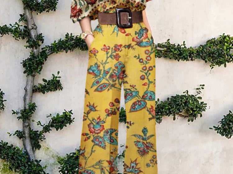 Jumpsuit | Abstract Art Print Wide-Leg Outfit | Elegant Stylish One-Shoulder Design 4