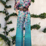 Jumpsuit | Abstract Art Print Wide-Leg Outfit | Elegant Stylish One-Shoulder Design 5