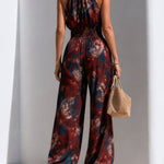Jumpsuit | Floral Pattern Halter Neck Wide Leg Elegant Outfit 2