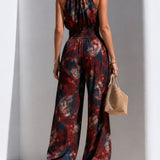 Jumpsuit | Floral Pattern Halter Neck Wide Leg Elegant Outfit 2