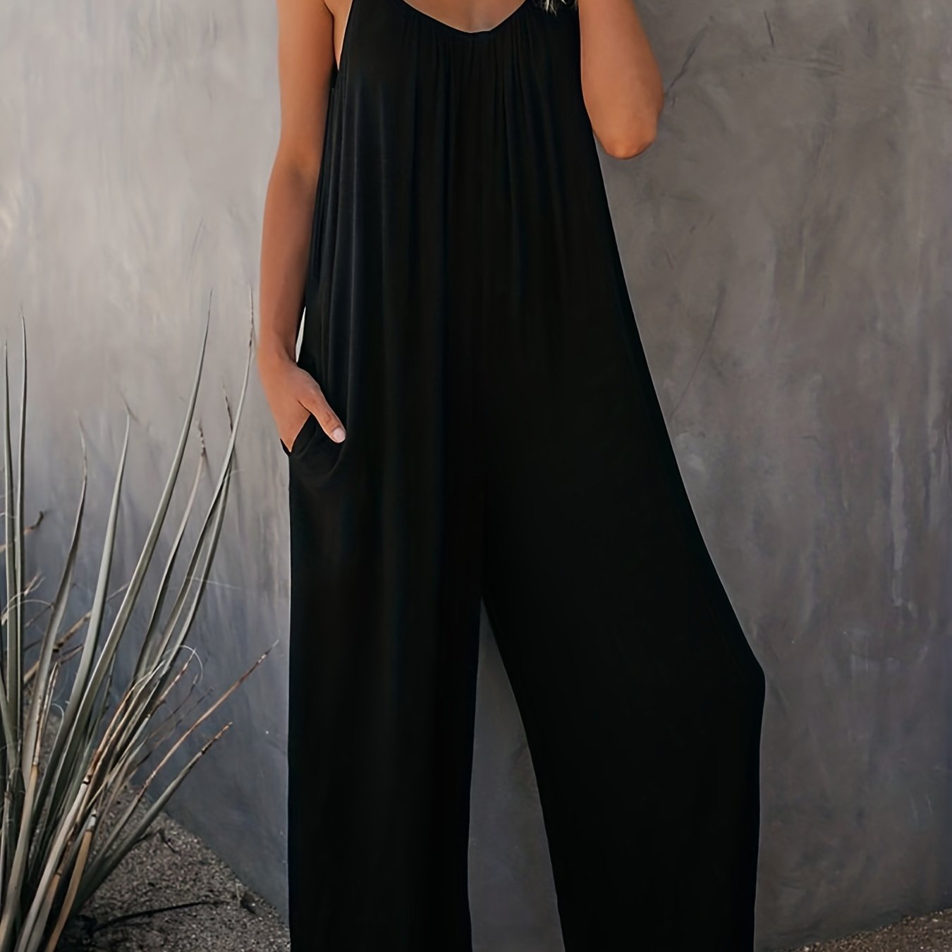 Jumpsuit | Spaghetti Strap Wide Leg One-Piece Stylish Design 0