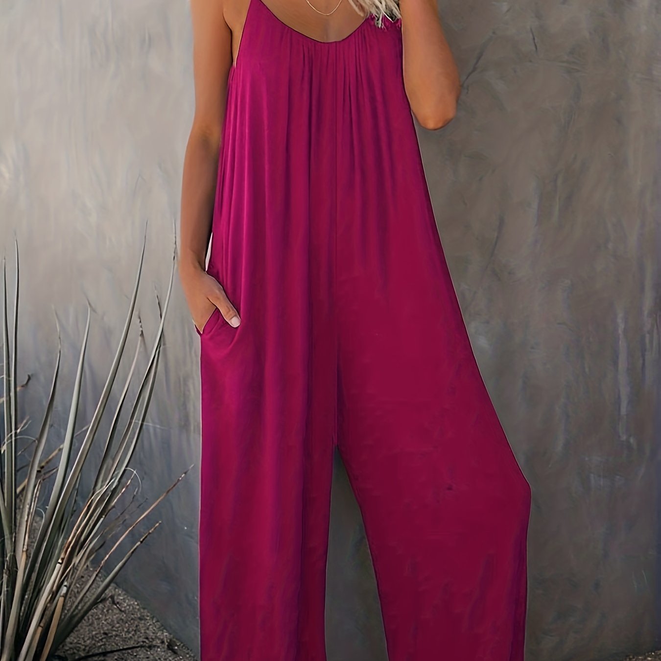 Jumpsuit | Spaghetti Strap Wide Leg One-Piece Stylish Design 10