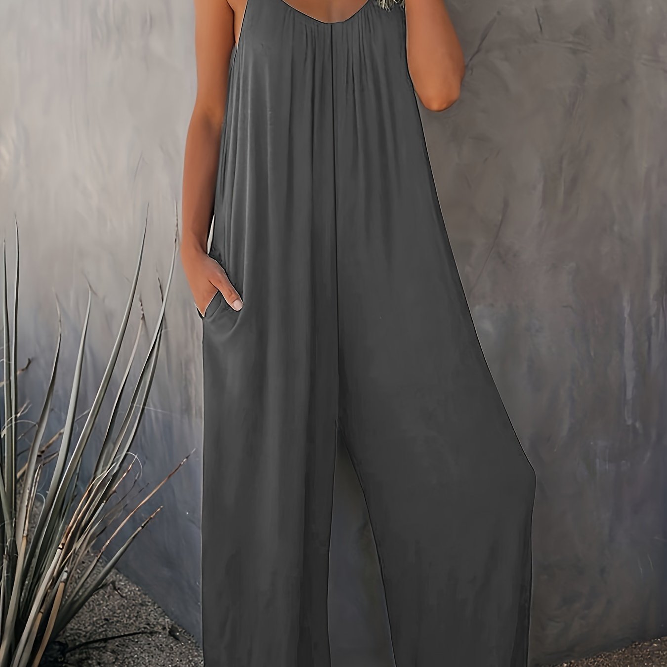 Jumpsuit | Spaghetti Strap Wide Leg One-Piece Stylish Design 7