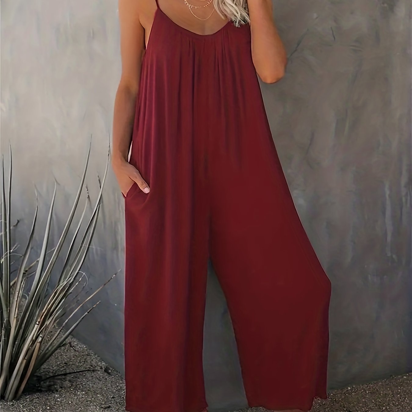 Jumpsuit | Spaghetti Strap Wide Leg One-Piece Stylish Design 9