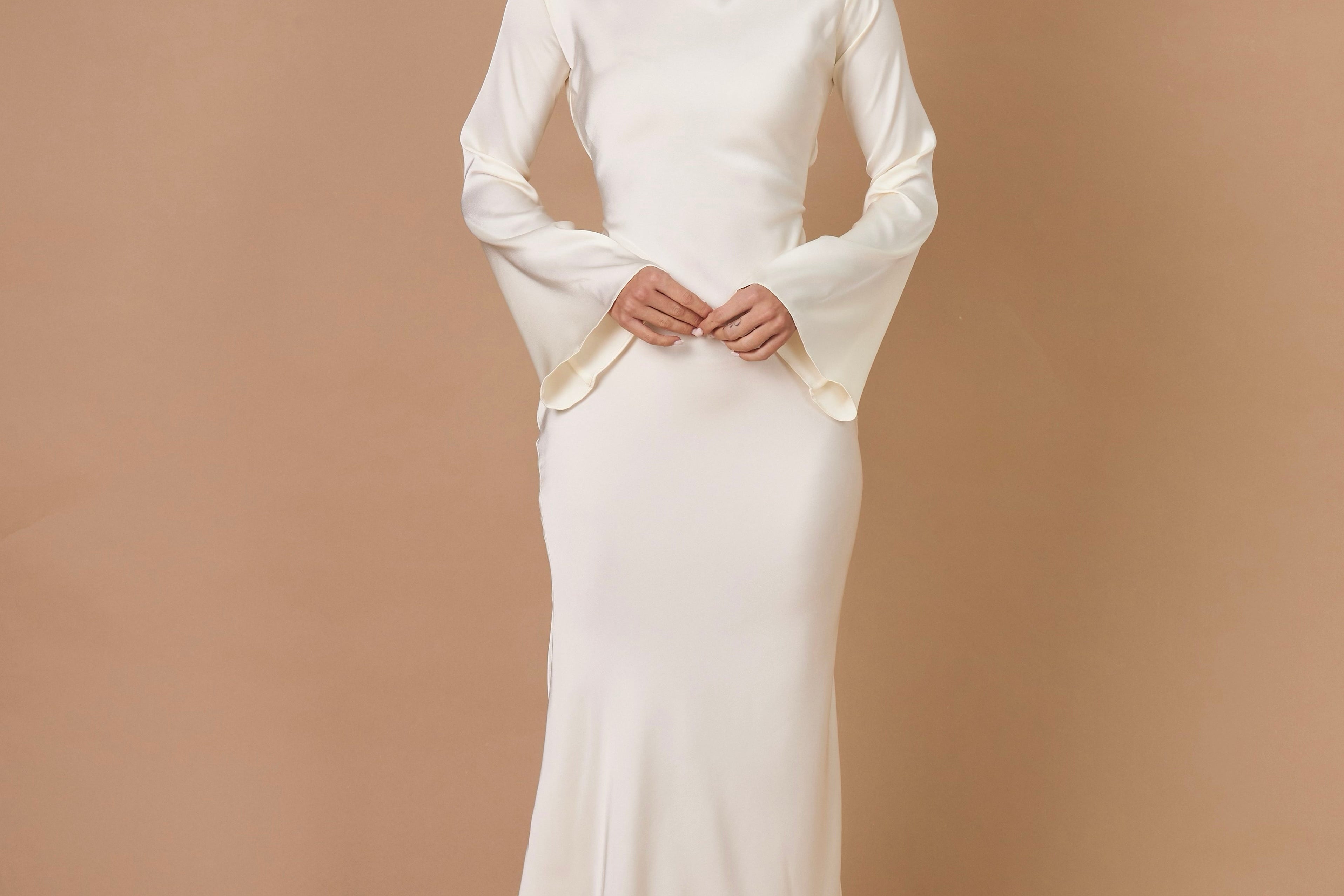 Long Sleeve Maxi Dress - White front
