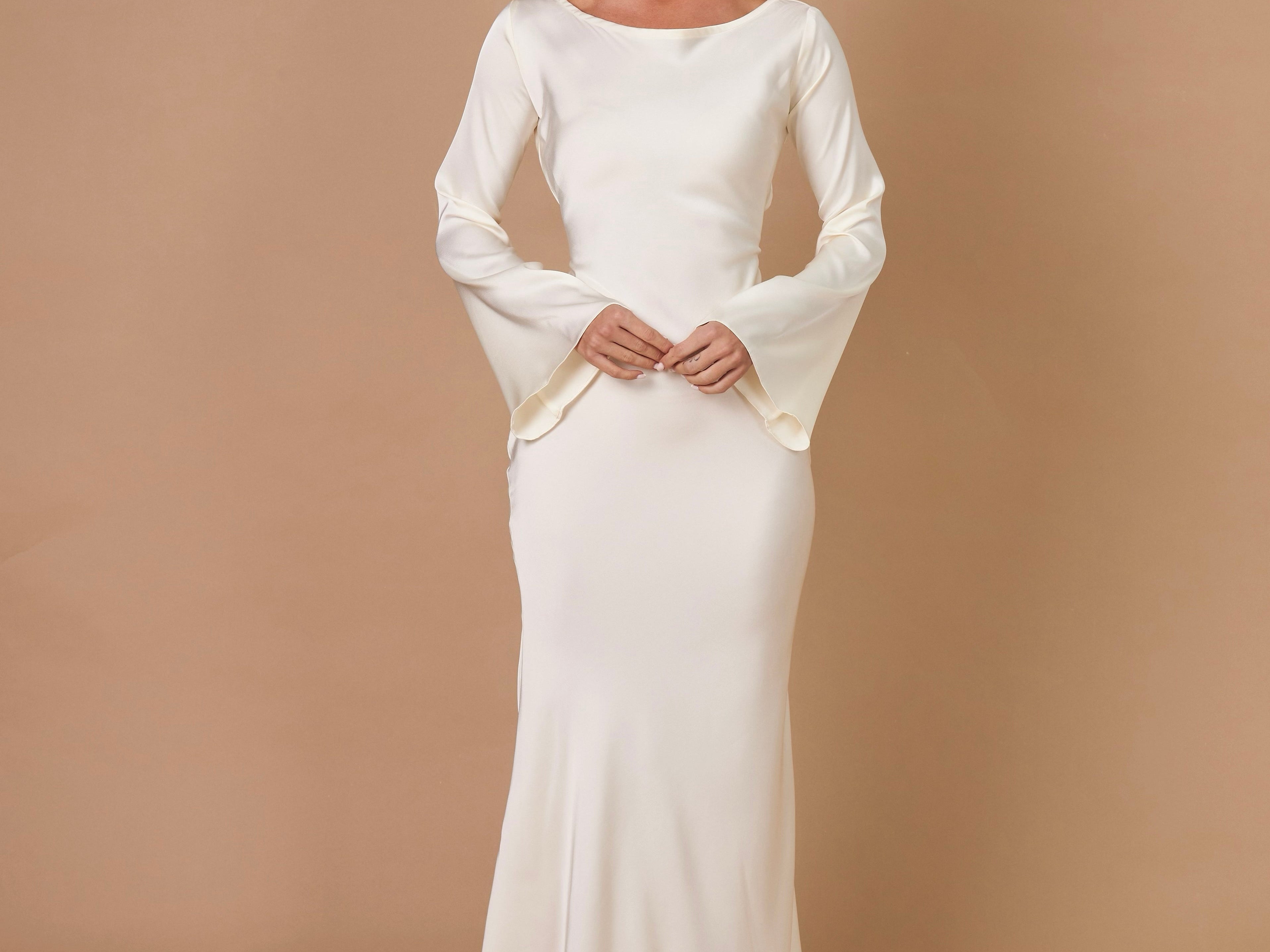 Long Sleeve Maxi Dress - White front