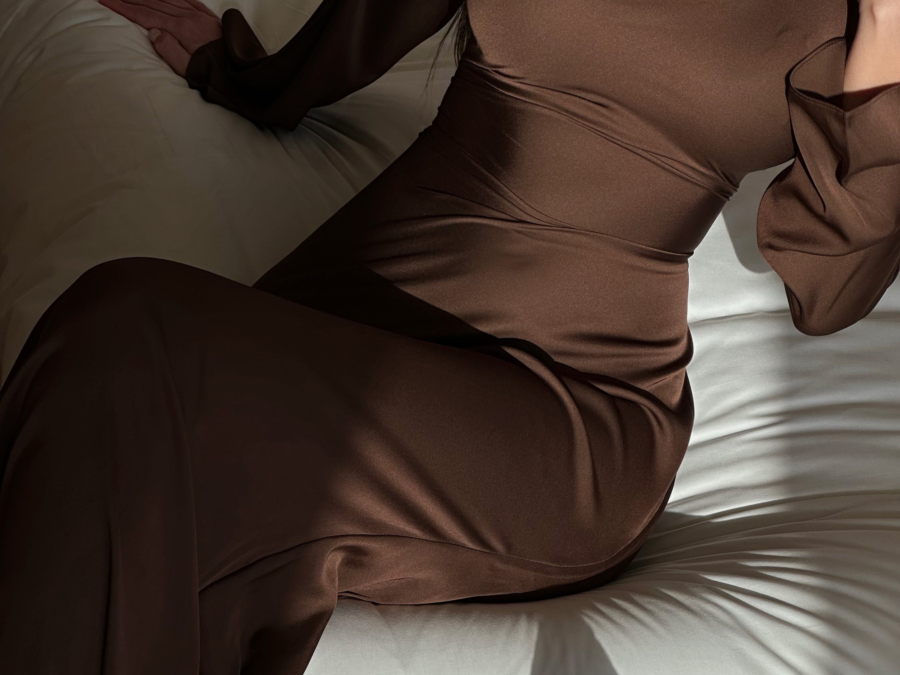 Long Sleeve Maxi Dress - Brown side