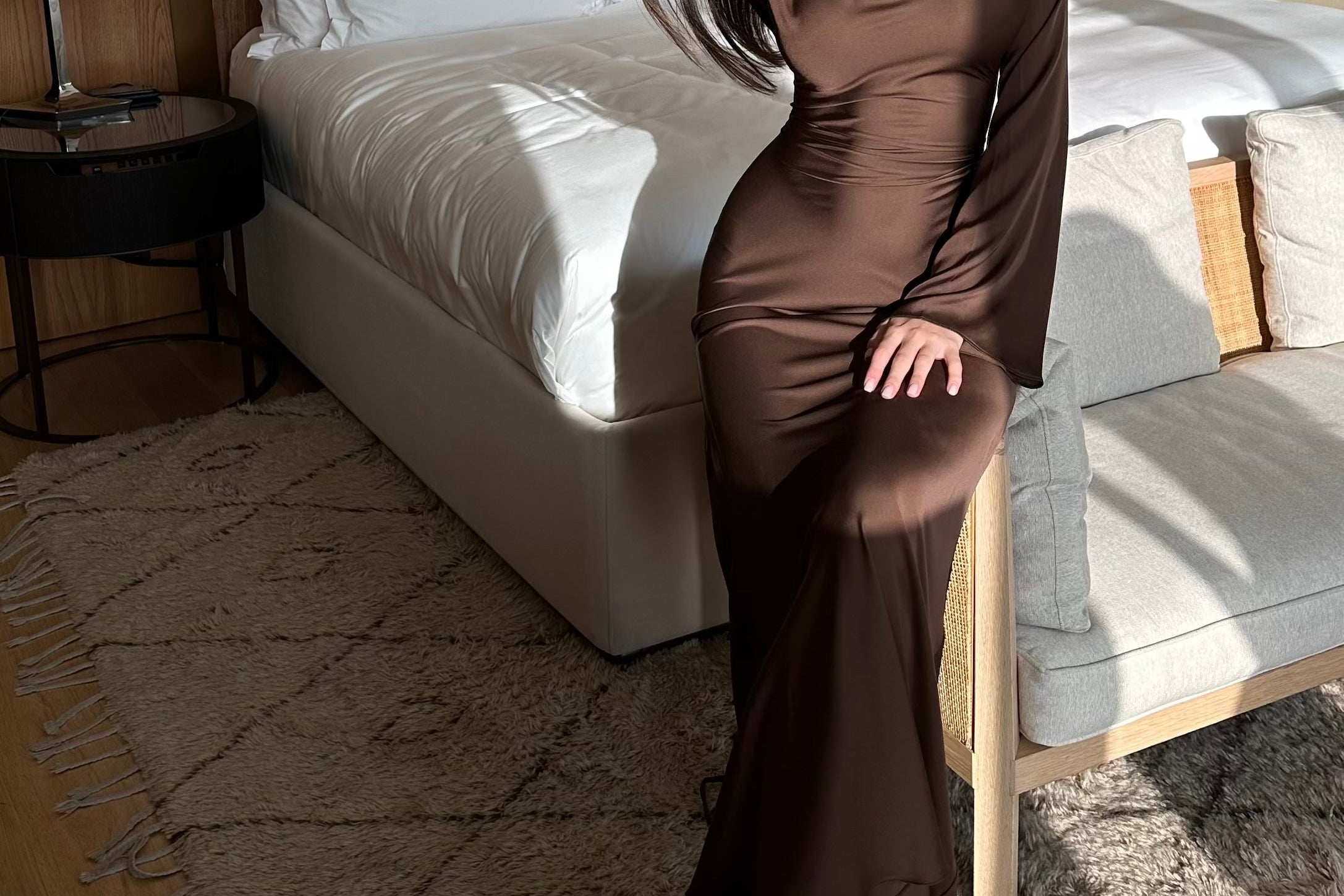 Long Sleeve Maxi Dress - Brown