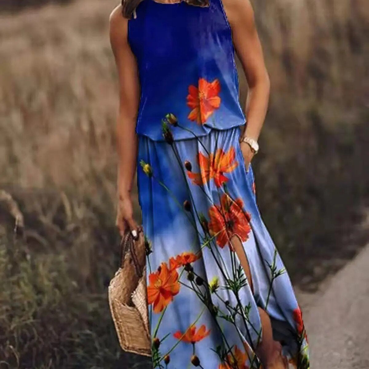 Women's Sleeveless Flowing Maxi Dress | Elegant Lightweight Summer Dress