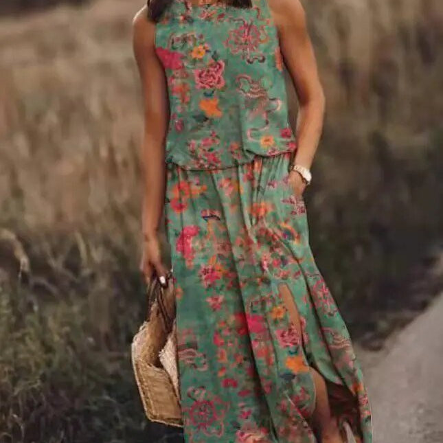 Women's Sleeveless Flowing Maxi Dress | Elegant Lightweight Summer Dress